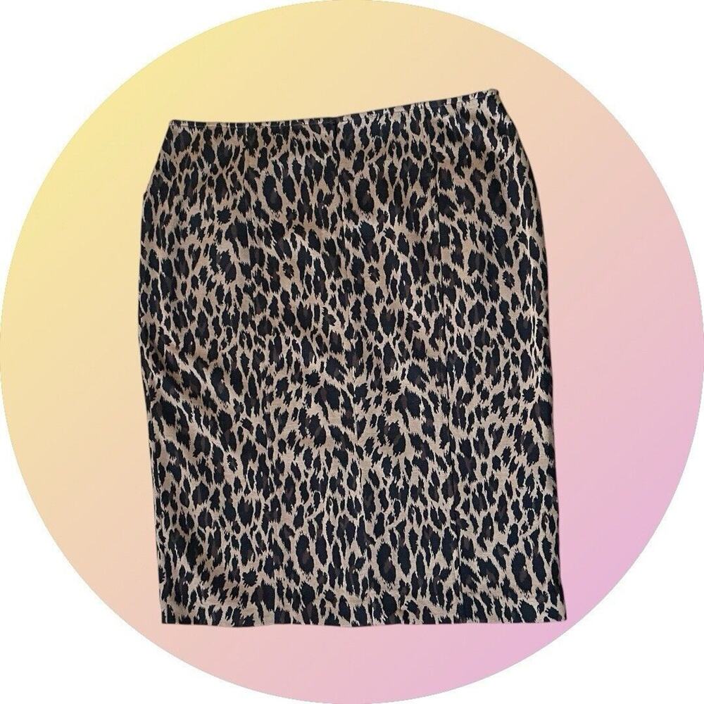 Spiegel Catalog Vintage 90s Leopard Brown Pencil Knit Skirt NEW L 10 - Picture 8 of 13